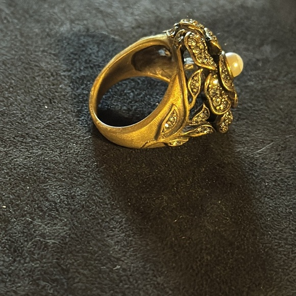 Heidi Daus Jaw Dropper sz 8 Sparkler!!! Pearl Center -Art Deco -BEAUTIFUL!!!!! - Picture 2 of 7